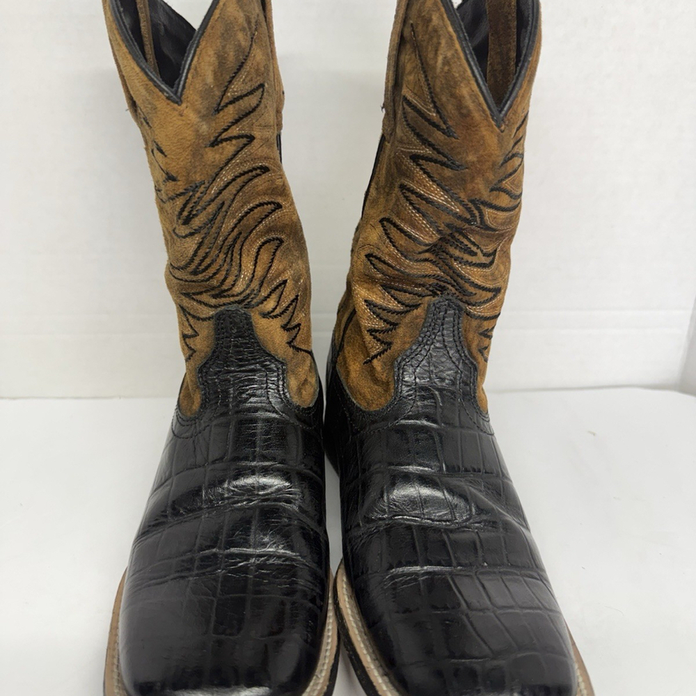 Ariat Kids Western Boots 10023073 Black Caiman Print Leather Suede Size US 1